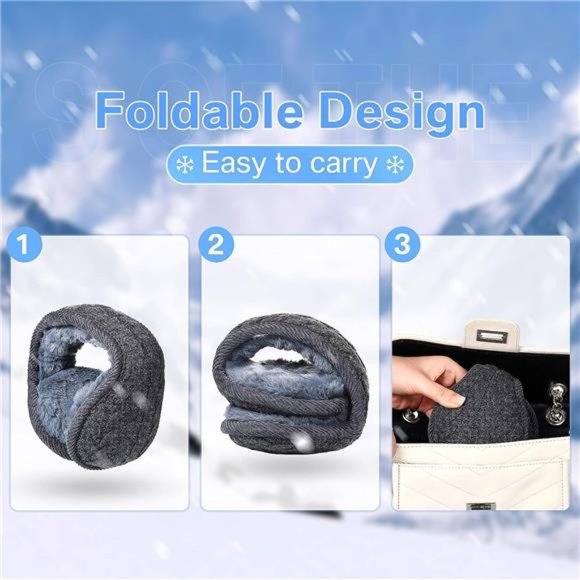 4 Pack Furry Warm Knit Earmuffs Fleece Winter Ear Muffs Foldable Ear Covers - Picture 4 of 7